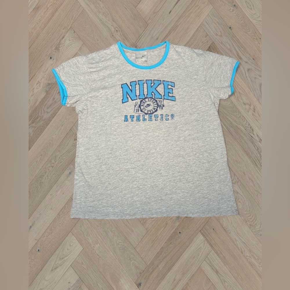 Nike Gray Baby Tee with Sky Blue Trim